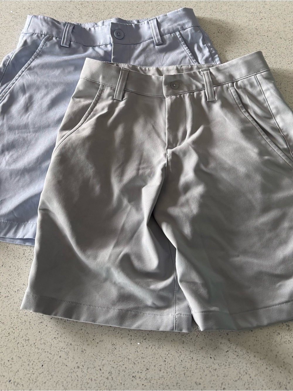 Boys Golf Shorts in Light Gray and Pale Blue